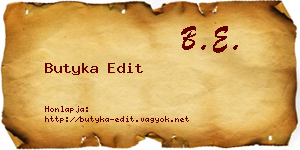 Butyka Edit névjegykártya